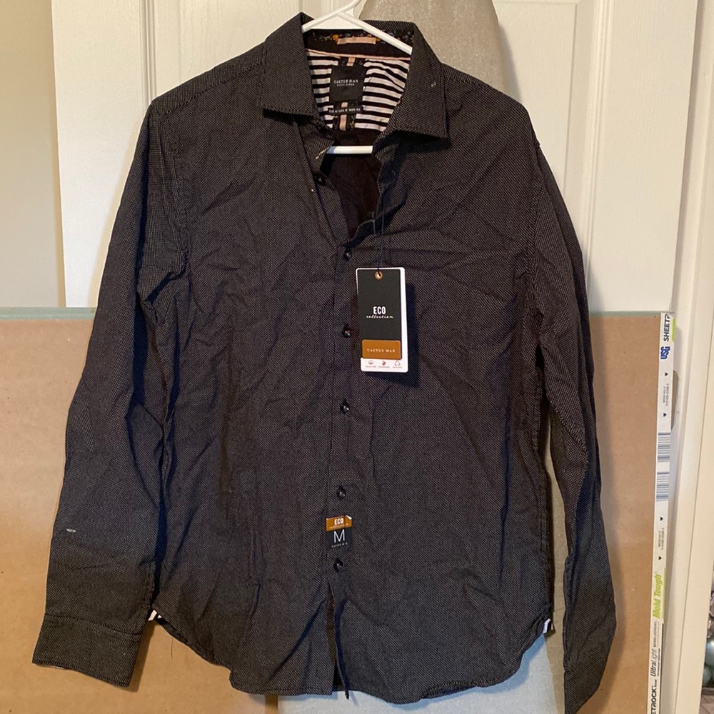 Cactus man black long sleeve button down shirt medium